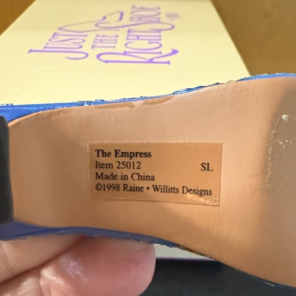 Just The Right Shoe Blue and Gold Embroidered Heels - Picture 5 of 5